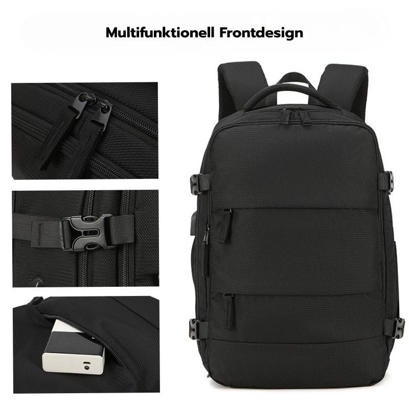 Smart Reseryggsäck 40×20×25 cm – Under-sätet, Vattentät Nylon, Skofack & Laptopficka