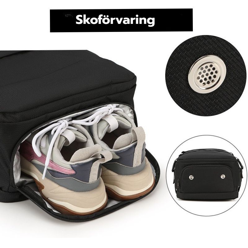 Smart Reseryggsäck 40×20×25 cm – Under-sätet, Vattentät Nylon, Skofack & Laptopficka