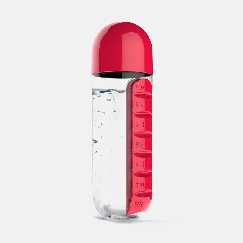 2-i-1 Vattenflaska & Pillerbox – BPA-fri