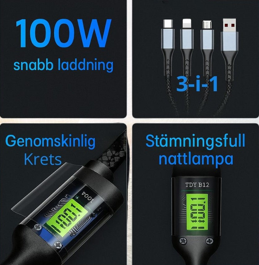 TrippelLadd™ – 3-i-1 Supersnabb Kabel