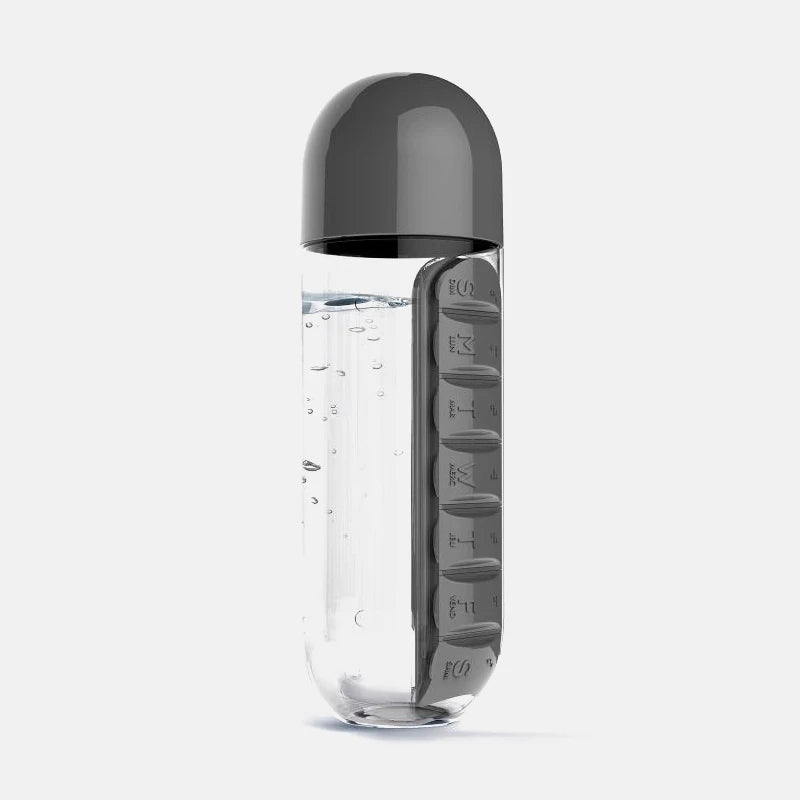 2-i-1 Vattenflaska & Pillerbox – BPA-fri