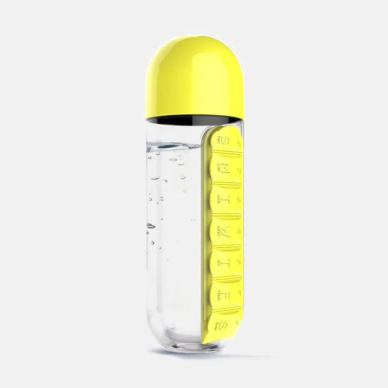 2-i-1 Vattenflaska & Pillerbox – BPA-fri