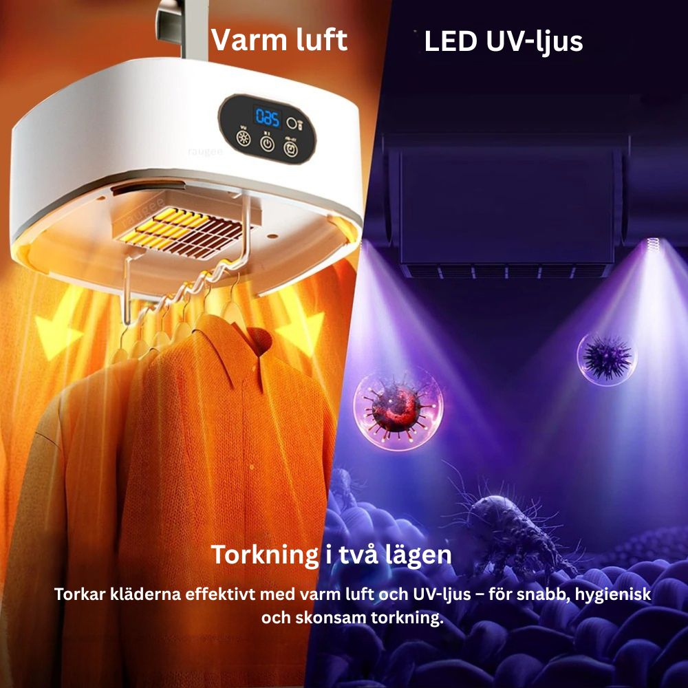 Hopfällbar Klädtork™ – Portabel torkmaskin med timer & fjärrkontroll (600W, 5–10 kg kapacitet)