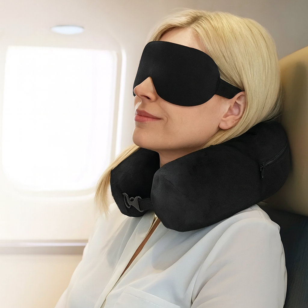 Resekudde med förvaring i Soft Velvet