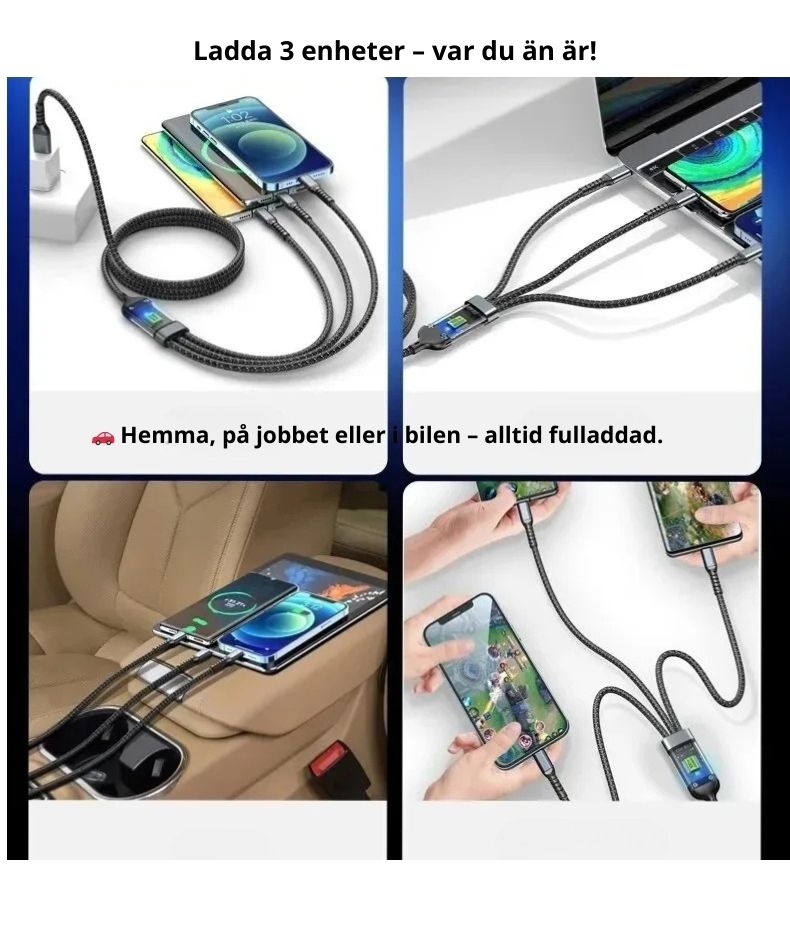 TrippelLadd™ – 3-i-1 Supersnabb Kabel