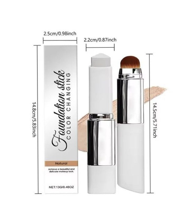 Färganpassande Foundation Stick – 2-i-1 med Borste | Naturlig & Lätt Finish