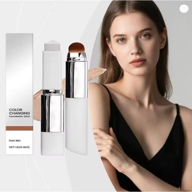 Färganpassande Foundation Stick – 2-i-1 med Borste | Naturlig & Lätt Finish