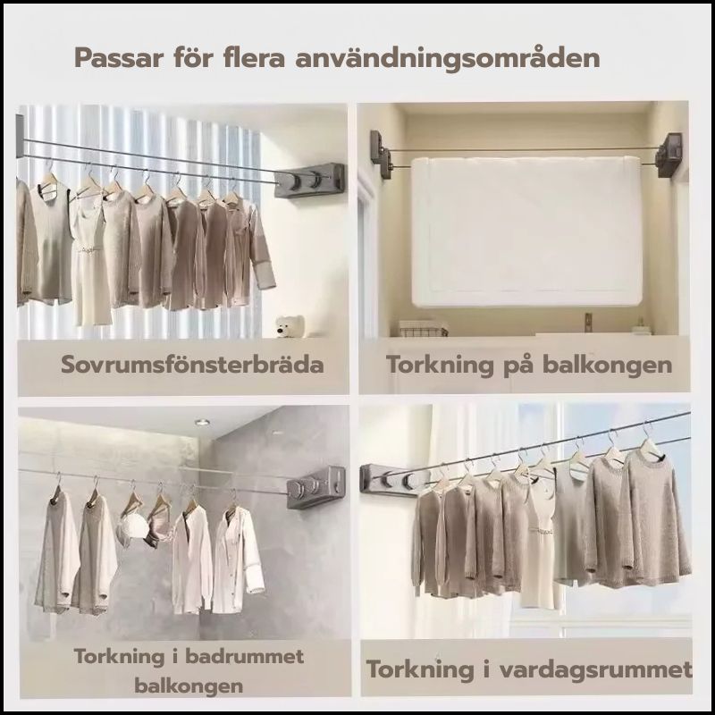 FlexLine™ – Utdragbar Torklina för Inomhus & Utomhus