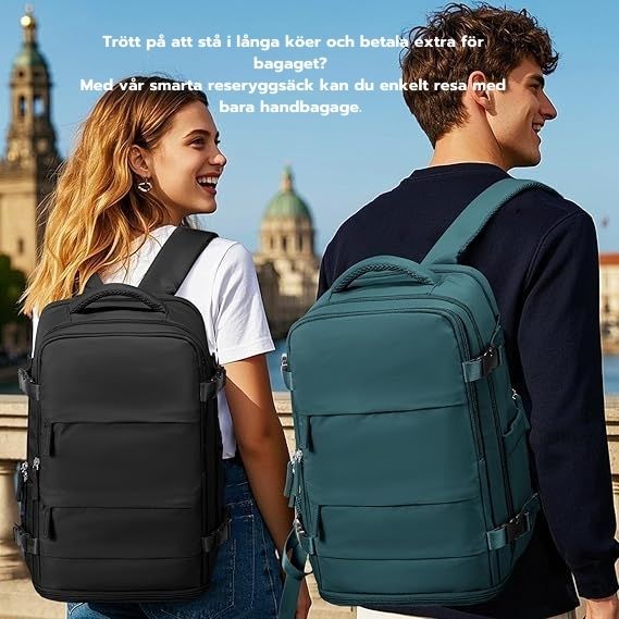 Smart Reseryggsäck 40×20×25 cm – Under-sätet, Vattentät Nylon, Skofack & Laptopficka