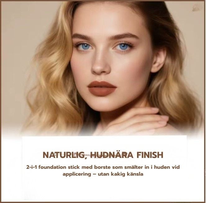 Färganpassande Foundation Stick – 2-i-1 med Borste | Naturlig & Lätt Finish